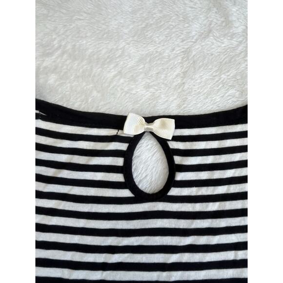 Olive Des Olive Black Ivory Stripe Short Sleeve Tulle Bottom Dress Medium - Picture 8 of 10